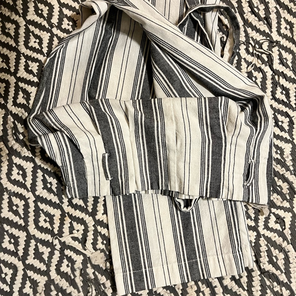 Linen pants with waist tie belt